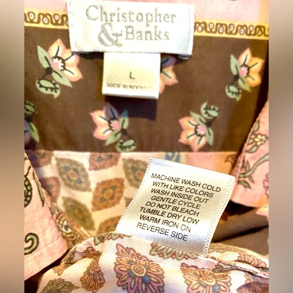 Christopher & Banks Paisley Floral Button Up Shirt Large - Picture 7 of 8